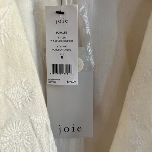 Joie 100% Linen Loralee Blazer White with Embroidery Women's Size 8 NWT - Picture 9 of 10